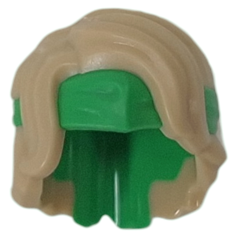 Lego Hair Swept Back, Tan with Headband Pattern / Bright Green