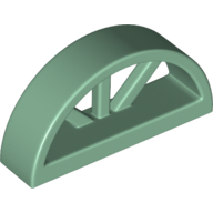 Lego Window 1 x 4 x 1 2/3 with Spoked Rounded Top / Sand Green
