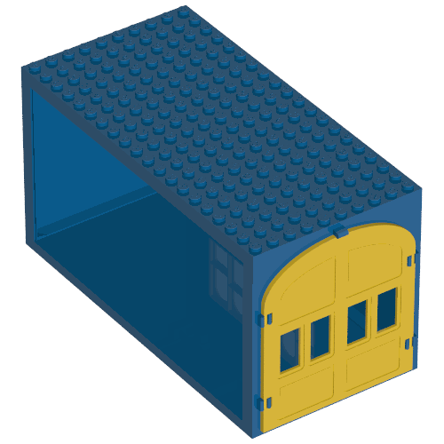 Lego Fabuland, Building, Garage Block with Yellow Windows and Yellow Doors / Blue