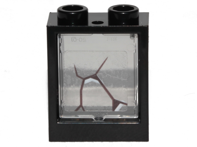 Lego Window 1 x 2 x 2 Flat Front with Trans-Clear Glass with Black Scratch Pattern 2 (Sticker) - Set 70419