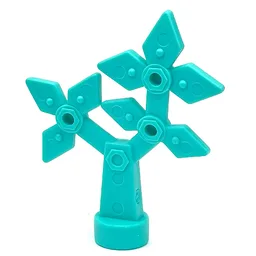 Duplo Flower, Faux Metal Bolts and Rivets Design, 8 Petals / Light Turquoise