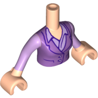 Lego Minidoll Torso Woman with Medium Lavender Vest over Lavender Shirt, Lavender Sleeves and Light Nougat Hands / Light Nougat