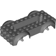 Vehicle Base 4 x 10 x 2 1/2 with Mudguards, Wheel Pins and 6 x 2 Centre Recess with 3 Holes, Light Bluish Gray Wheel Holders
