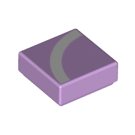 Lego Tile 1 x 1 with Quarter Circle White Line print / Lavender