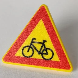 Road Sign Clip-on 2 x 2 Triangle with Bicycle Crossing Print / Yellow