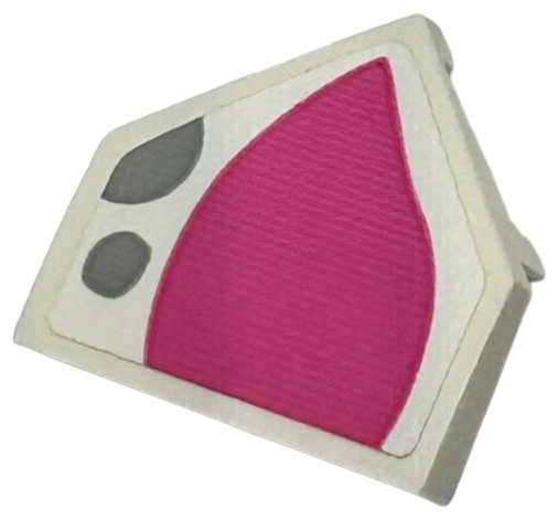 Lego Wedge 2 x 2 x 2/3 Pointed with Dark Pink Shape and Light Bluish Gray Spots Pattern (Pua Left Ear) (Sticker) - Set 43226