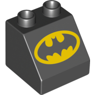 Lego Duplo Brick 2 x 2 Slope 45° with Batman Logo Print / Black