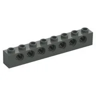 Technic Brick 1 x 8 [7 Pin Holes] / Dark Gray