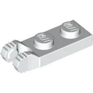 Hinge Plate 1 x 2 Locking with 2 Fingers On End, without Groove, 7 Teeth / White
