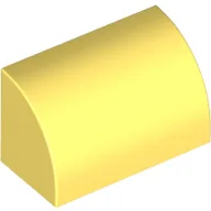 Brick Curved 1 x 2 x 1 No Studs / Bright Light Yellow