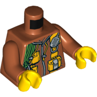 Lego Torso Hoodie with Draw Strings, Straps with Pouches, Coil of Green Rope Print, Dark Orange Arms, Yellow Hands / Dark Orange