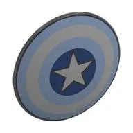 Shield Round Bowed with White Star, Blue/Bright Light Blue/White Circles Print