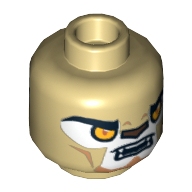 Lego Minifig Head Lennox, Lion with Orange Eyes, Brown Nose, Teeth, Closed / Open Mouth Print / Tan