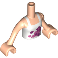 Lego Minidoll Torso Girl with White Halter Top with Stars Print, Light Nougat Arms with Hands / Light Nougat