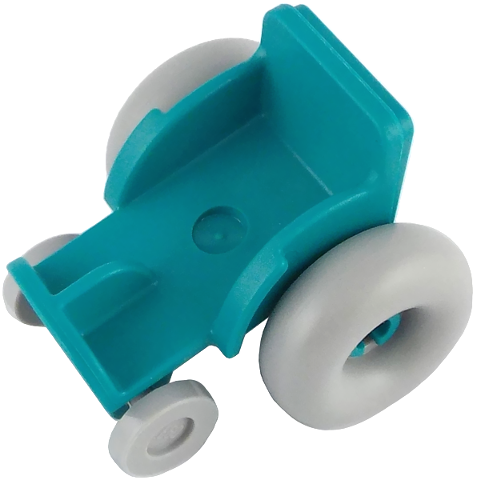 Lego Mini Doll, Utensil Wheelchair with Light Bluish Gray Wheel Wheelchair Balloon 17.6 x 6.4 with Technic Pin Hole and Light Bluish Gray Trolley Wheels (2135 / 7201 / 2496)