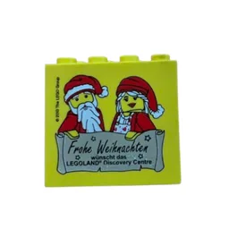 Brick 2 x 4 x 3 with 'Frohe Weihnachten wünscht das Legoland Discovery Centre' Print / Yellow