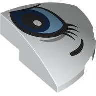 Brick Round Corner, Curved 3 x 3 x 1 Quarter Circle with Bright Light Blue/Dark Blue Eye, Right Print