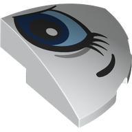 Lego Brick Round Corner, Curved 3 x 3 x 1 Quarter Circle with Bright Light Blue/Dark Blue Eye, Right print