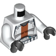 Lego Torso Republic Trooper Armour with Orange Stripe Print, White Arms, Black Hands / White