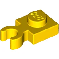 Plate Special 1 x 1 with Clip Vertical [Thick Open O Clip] / Yellow
