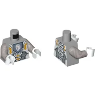 Torso Armor with Orange and Gold Circuitry and Sand Blue Emblem with Gray Horse Head Print, Flat Silver Arms, White Hands