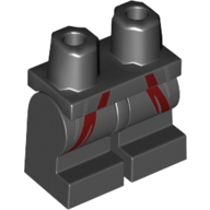 Lego Hips and Black Medium Legs with Dark Red Lines/Robes Print