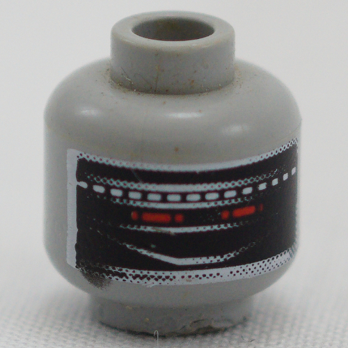 Lego Minifig Head Android, Red Eyes Print [Blocked Open Stud] / Light Bluish Gray