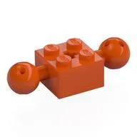 Technic Brick Special 2 x 2 with 10.2mm Balls with Holes and Axle Hole / Reddish Orange