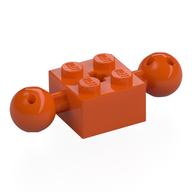 Lego Technic Brick Special 2 x 2 with 10.2mm Balls with Holes and Axle Hole / Reddish Orange