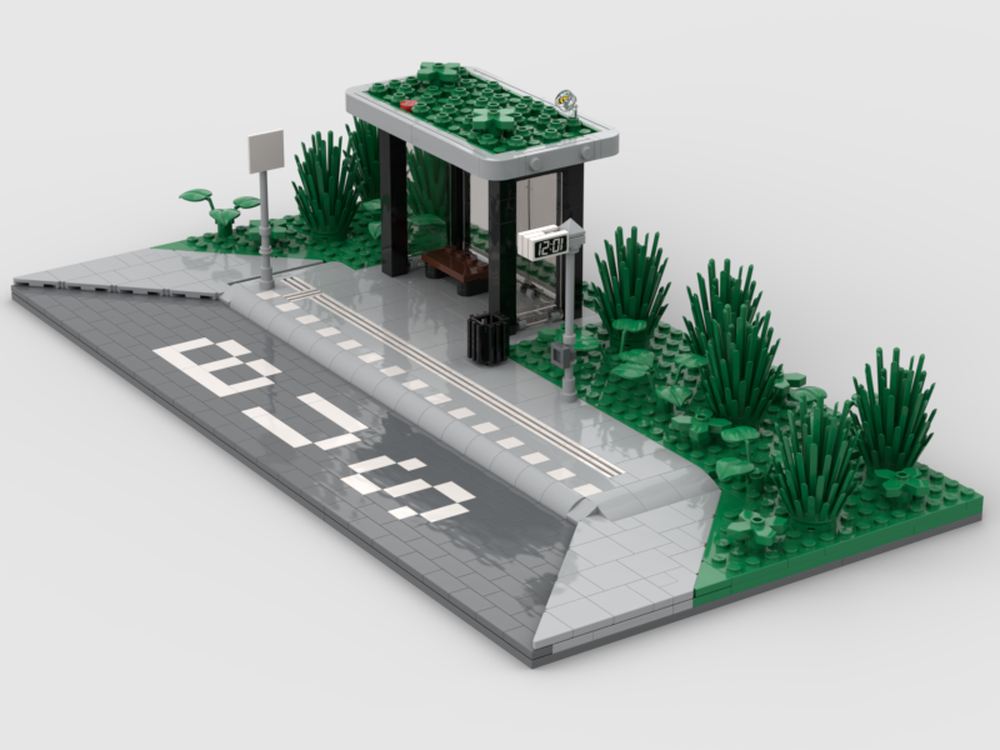 Lego Busstop- and shelter with green roof