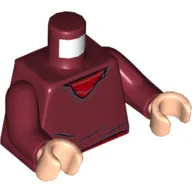 Torso, Sweater over Red Shirt Print, Dark Red Arms, Light Nougat Hands / Dark Red