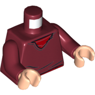 Lego Torso Sweater over Red Shirt Print, Dark Red Arms, Light Nougat Hands / Dark Red