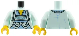 Torso Jacket over Bright Light Blue Shirt, Metallic Light Blue Drawstrings, Filigree, and Edges Pattern / Light Aqua Arms / Yellow Hands / Light Aqua