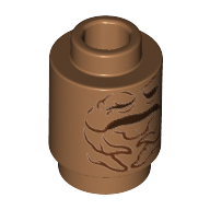 Lego Brick Round 1 x 1 Open Stud with Mandrake Face print / Medium Nougat