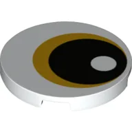Tile Round 3 x 3 with Gold and Black Circles Print (Eye) / White
