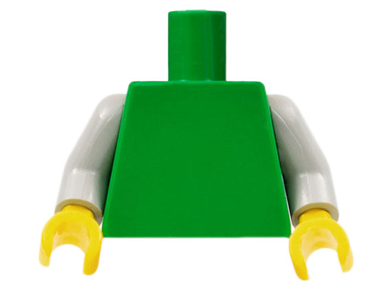 Lego Torso Plain / Light Gray Arms / Yellow Hands