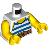 Lego Torso Tank Top with Blue and White Stripes, Belt Print, Yellow Arms and Hands / White