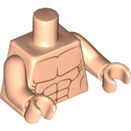 Lego Torso Bare Chest with Muscles Print, Light Nougat Arms and Hands / Light Nougat