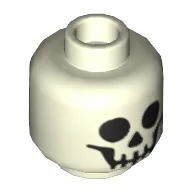 Minifig Head Skeleton, Standard Skull Print / Glow in Dark White