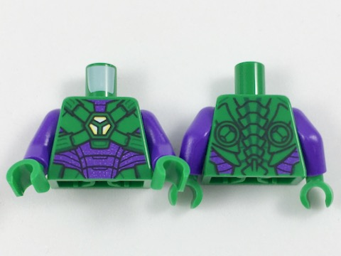 Lego Torso Armor with Lex Luthor Warsuit with Green Hexagon Logo and Dark Purple Plates Pattern / Dark Purple Arms / Green Hands