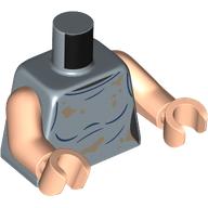 Lego Torso, Shirt with Dirt Stains print, Light Nougat Arms and Hands / Sand Blue