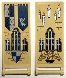 Flag 7 x 3 with Bar Handle with Ravenclaw Banners, Shield, Windows, Bricks and 5 Candles Pattern (Stickers) - Set 76399