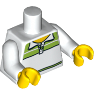Lego Torso Tennis Polo Shirt with Lime Print, White Arms, Yellow Hands / White