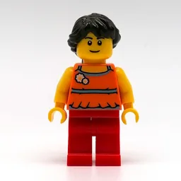 Orange Torso, Red Legs, Dark Brown Hair