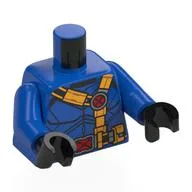 Torso, Chest Armour, Yellow Straps, Red Buckles with X Print, Blue Arms, Black Hands / Blue