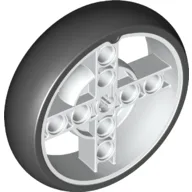 Wheel 57 x 14 with 4 Spokes with 2 Holes and Black Integral Tire / White