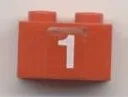 Brick 1 x 2 with White '1' Pattern (Sticker) - Set 7715