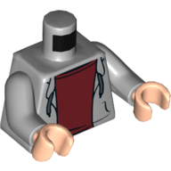 Lego Torso Hoodie, Open over Dark Red Undeshirt Print, Light Bluish Gray Arms, Light Nougat Hands / Light Bluish Gray