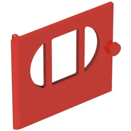 Fabuland, Door with Oval Pane in 3 Sections / Red