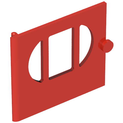 Lego Fabuland, Door with Oval Pane in 3 Sections / Red